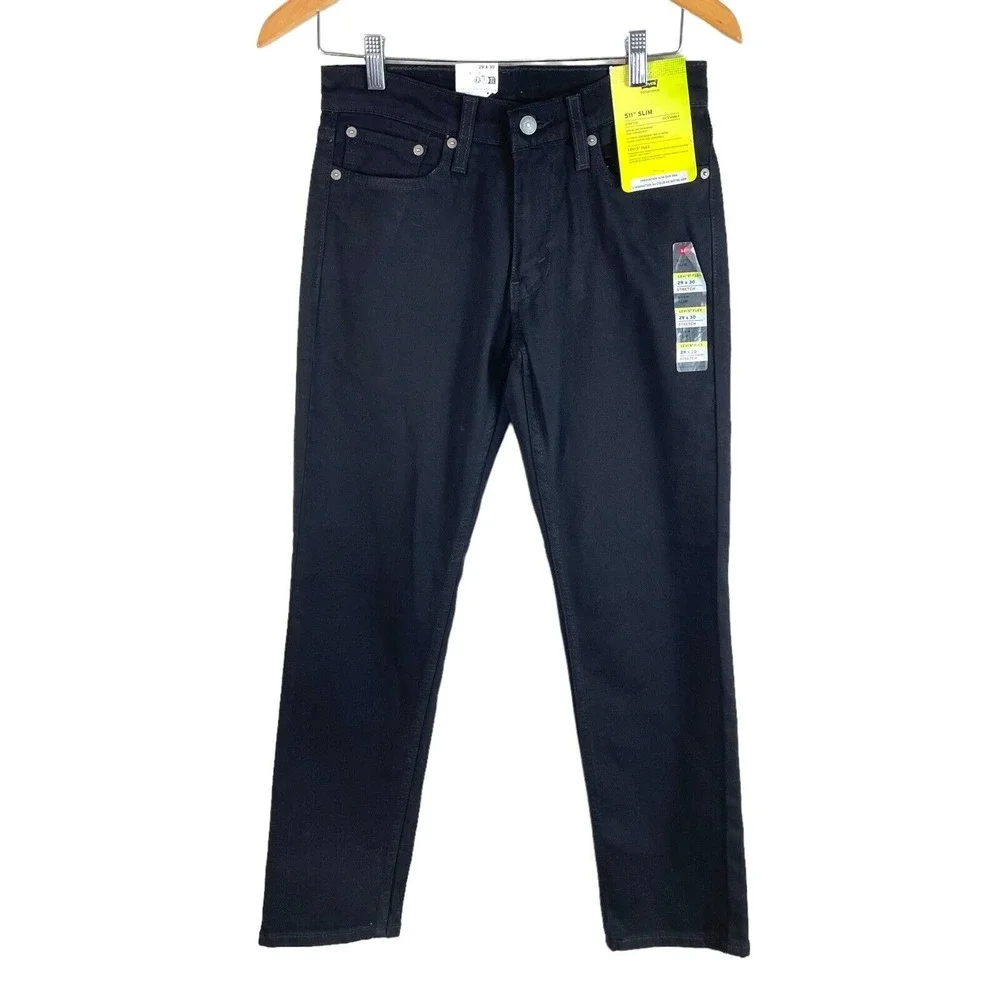 Levi's 511 Slim Jeans Mens Actual 29x28 Black Flex Stretch Denim Pants Irregular